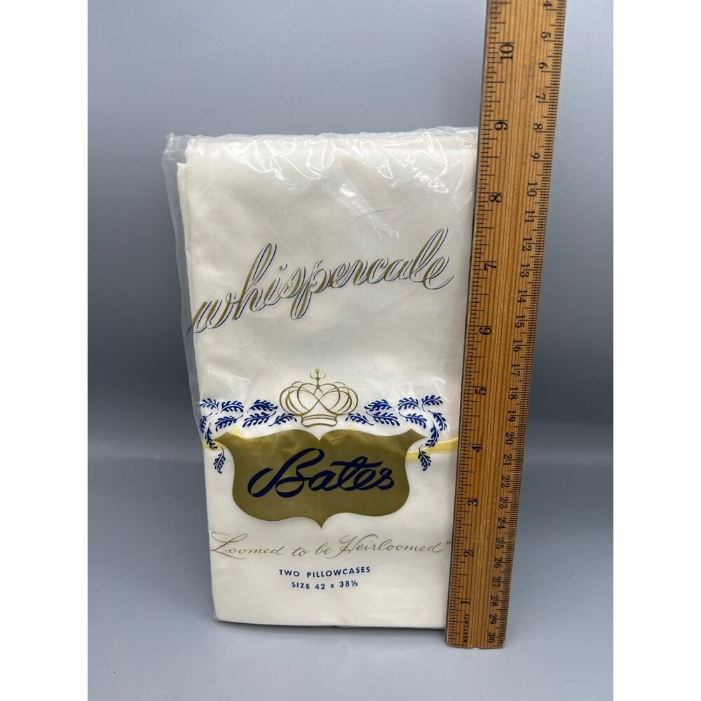 Bates Whisperscale White Pillowcases Yellow Detail 42" X 38.5" Cotton Blend - Picture 3 of 8